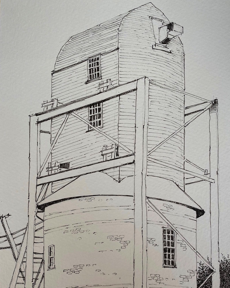 Fine Line Drawing – Windmill