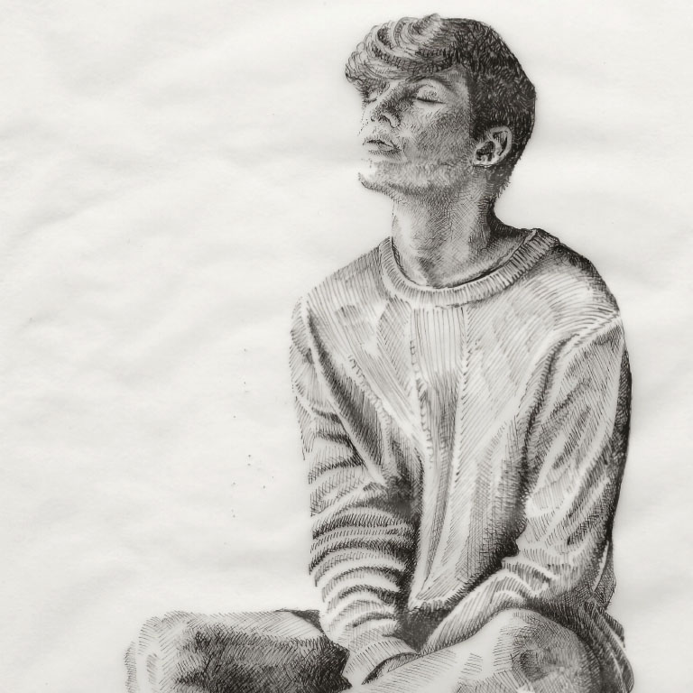 Fine Line Drawing – Man Sitting