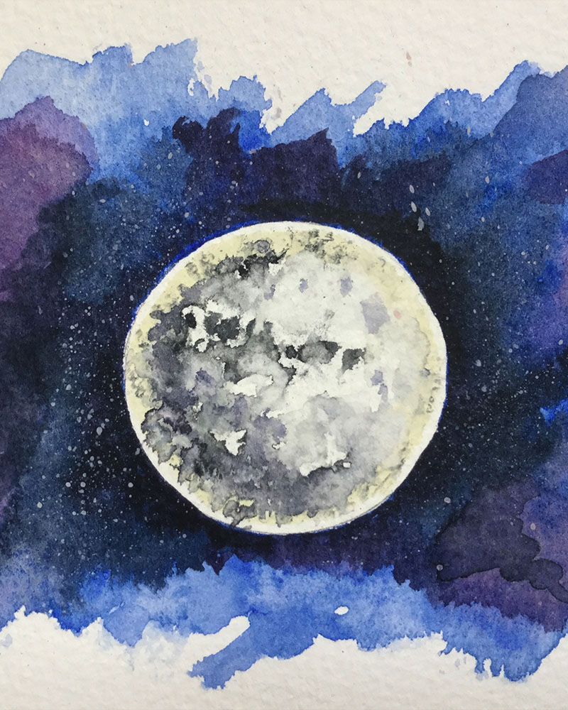 Watercolour Painting – Moon
